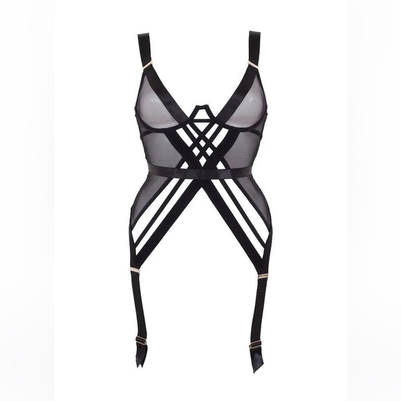 Victoria's Secret Other - Victoria’s Secret blue Bella unlined sawyer basque black new Sz 34b